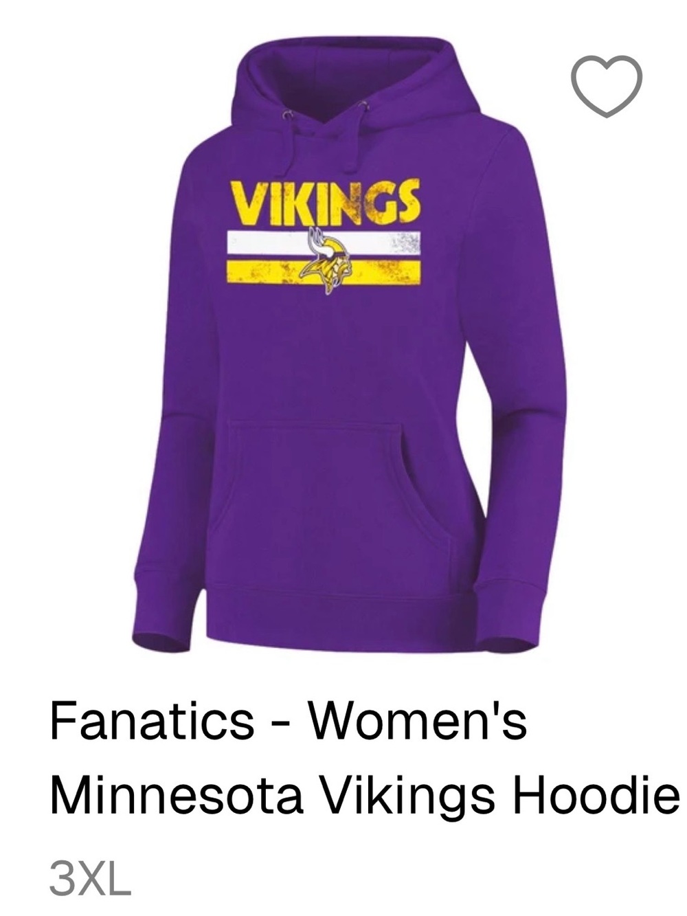 NWT Women's Minnesota Vikings Pullover Hoodie Size 3XL